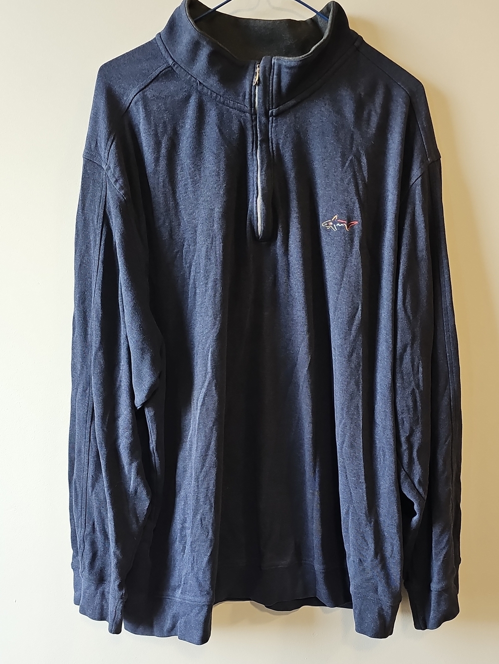 Greg Norman Collection XXL Navy Half-Zip Pullover with Shark Logo
